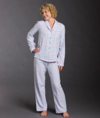 Intimate Essentials® Flannel Pajama Set - Blue & Pink Checks