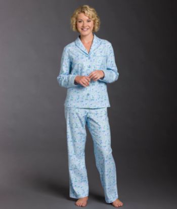 Intimate Essentials® Flannel Pajama Set - Light Blue Floral