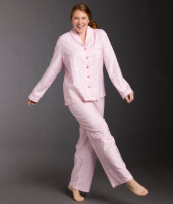 Intimate Essentials® Plus Size Flannel Pajama Set - Pink Dot