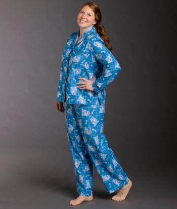 Intimate Essentials® Plus Size Flannel Pajama Set - Blue Hound Dog