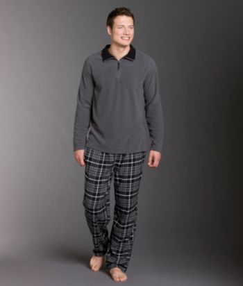Perry Ellis® Men's Zip Mock Top & Flannel Pants Boxed Set - Gray