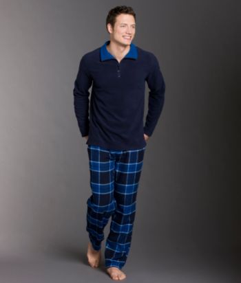 Perry Ellis® Men's Zip Mock Top & Flannel Pants Boxed Set - Navy