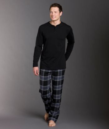Perry Ellis® Men's Henley and Flannel Pants Boxed Set - Black