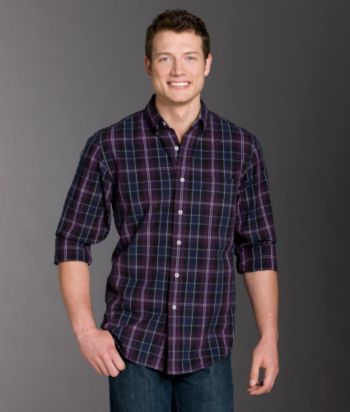 Izod® Men's Tartan Denim Long Sleeve Woven Shirt - Ametista