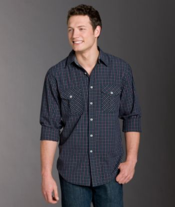 Izod® Men's Tartan Denim Long Sleeve Woven Shirt - Teal