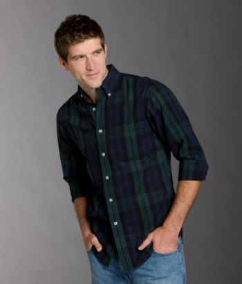 Izod® Men's Tartan Denim Long Sleeve Woven Shirt - Navy Forecast