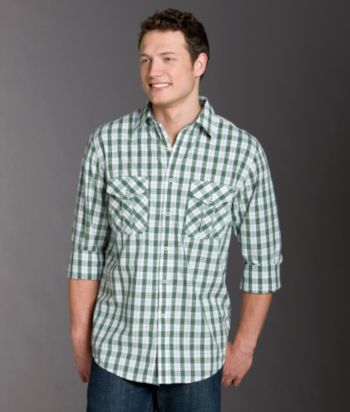 Izod® Men's Tartan Denim Long Sleeve Woven Shirt - Cactus