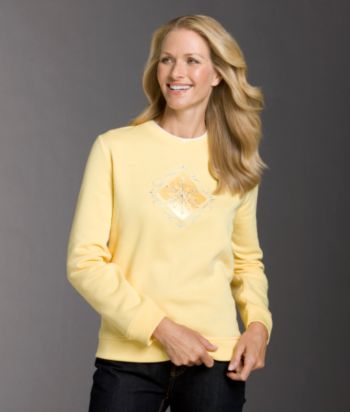 Studio Works Iridescent Snowflake Applique Fleece Top