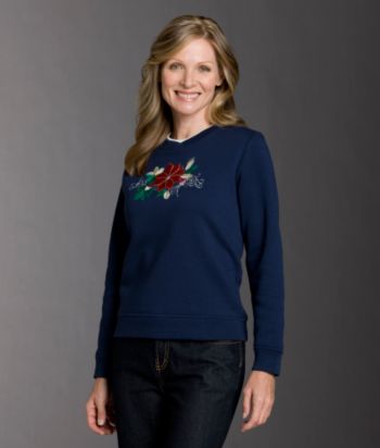 Studio Works Petites' Festive Twist Applique Fleece Top - Basic Navy