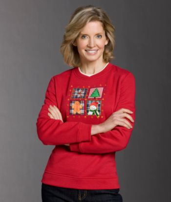 Studio Works Petites' Button Squares Applique Fleece Top - Romanov Red