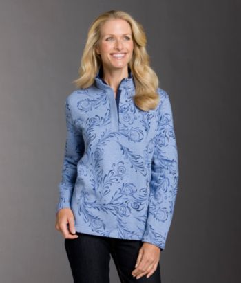 Studio Works Sport Scroll-print &frac14;-zip Fleece Top