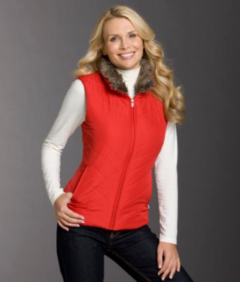 Studio Works Sport Faux-fur Collar Quilted Vest
