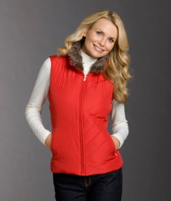 Studio Works Sport Petites' Faux-fur Collar Quilted Vest