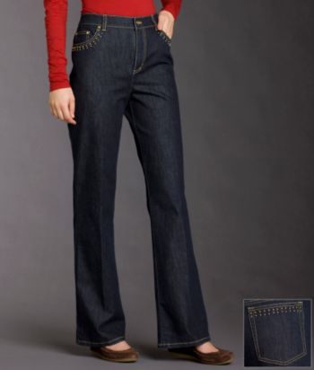 Jones New York Signature® Petites' Studded Bootcut Jeans - Dark Indigo