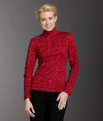 Jones New York Sport® Petites' Knit Snakeskin-print Turtleneck Top