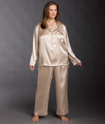 Chanteuse Plus Size Satin Pajama Set - Gilded Ivory