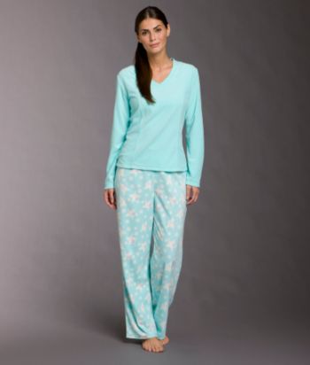 Intimate Essentials® Folded Pajama Set - Aqua Snow Star