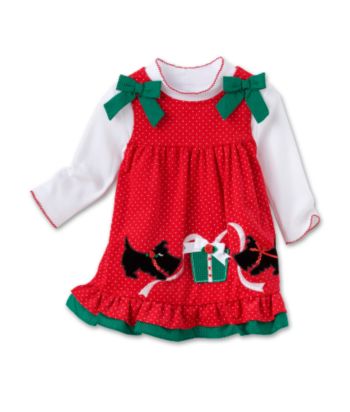 Rare Editions Baby Girls' Scotty Dog Jumper Set - Red/Green