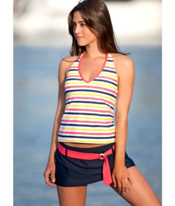 Nautica® Striped Halterkini Swimwear Top - Pink