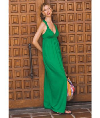 Leilani Solid Coverup Maxi Dress - Jungle Green
