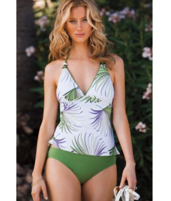 Leilani 2-pc. Floral Underwire Halterkini Swimsuit - White