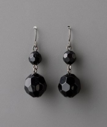 Studio Works Double Bead Drop Earrings - Red/Jet