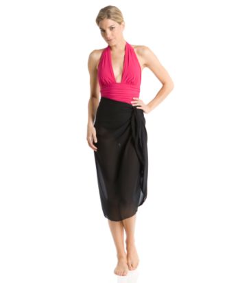 Dotti Solid Sheer Long Pareo Coverup