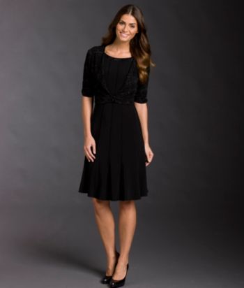 Perceptions Petites' Sparkle Jacket & Dress Set - Black/Silver