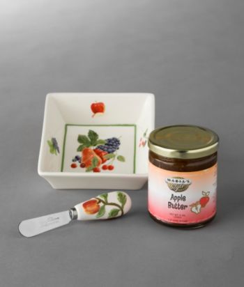 Reid Foods Fruit Bowl with 9 oz. Apple Butter and Matching Spreading Knife
