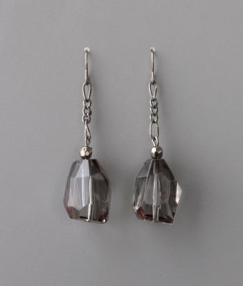 Studio Works Chain And Faceted Bead Drop Earrings - Hematite/Gray
