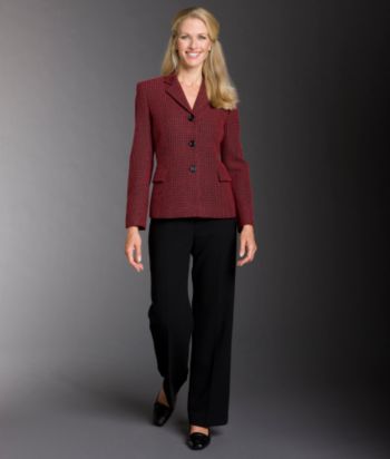 Evan-Picone® Tweed Suit Set - Black/Red