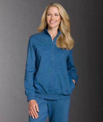Alfred Dunner® Zip-front Jacket - Denim Heather
