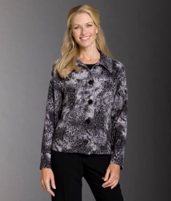 Notations® Point Collar Faux-suede Jacket - Norris Print