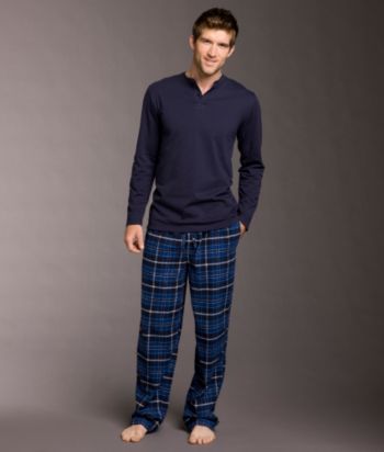 Perry Ellis® Men's Henley and Flannel Pant Boxed Set - Navy