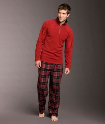 Perry Ellis® Men's Zip Mock Top & Flannel Pant Boxed Set - Red