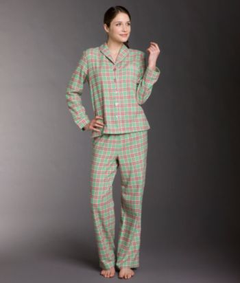 Intimate Essentials® Flannel Pajama Set - Green Pastel Plaid