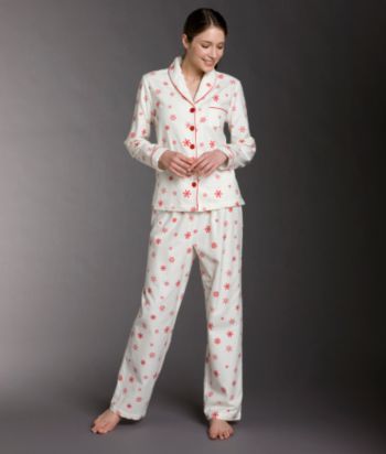 Intimate Essentials® Flannel Pajama Set - Ivory Snowflake