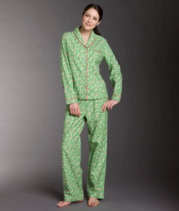 Intimate Essentials® Flannel Pajama Set - Green Holly