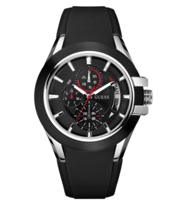 Guess Men's Resin Sports Multifunction Dial Watch - Black