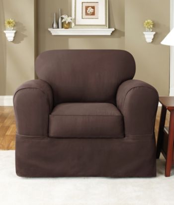 Sure Fit® Twill Supreme Chair Separate Seat Slipcover