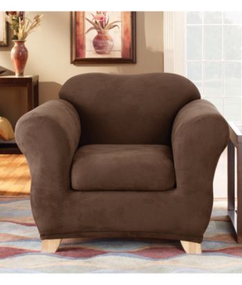 Sure Fit® Stretch Suede Chair Separate Seat Slipcover