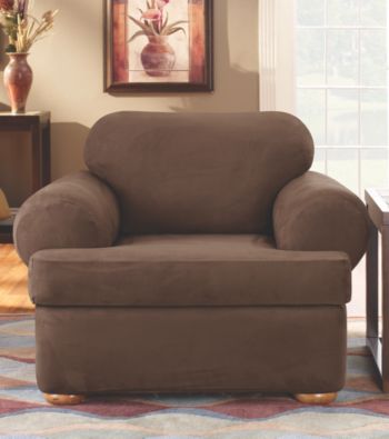 Sure Fit® Stretch Suede Chair Separate Seat T-Cushion Slipcover