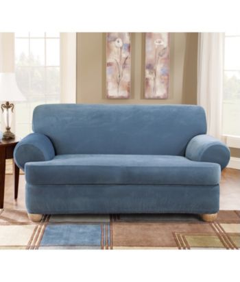 Sure Fit® Stretch Pique Sofa & Loveseat Separate Seat T-Cushion Slipcovers
