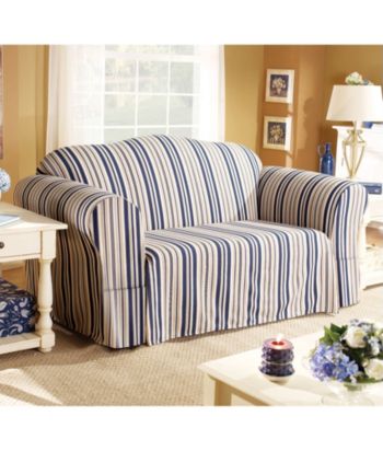 Sure Fit® Indigo Stripe 1-Piece Sofa & Loveseat Slipcovers