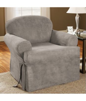 Sure Fit® Soft Suede 1-Piece Chair T-Cushion Slipcover
