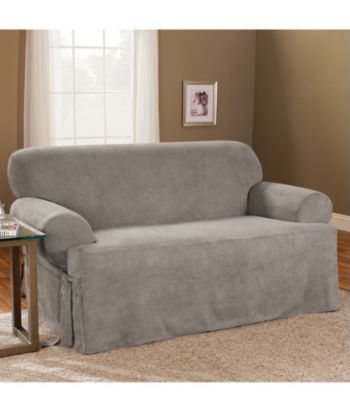 Sure Fit® Soft Suede 1-Piece Sofa & Loveseat T-Cushion Slipcovers