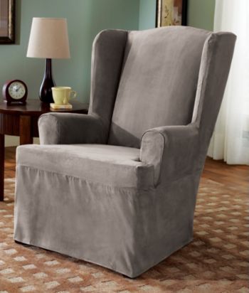 Sure Fit® Soft Suede 1-Piece Wing Chair Slipcover