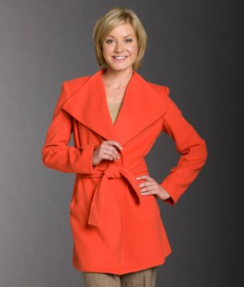 Evan-Picone® Belted Fan Collar Plush Jacket - Cayenne