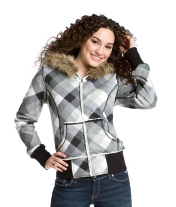 LA Kitty Juniors' Sherpa Fleece Hoodie - Black/Storm/White