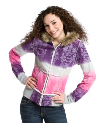 LA Kitty Juniors' Sherpa Fleece Hoodie - Storm/Petunia/Grape Juice